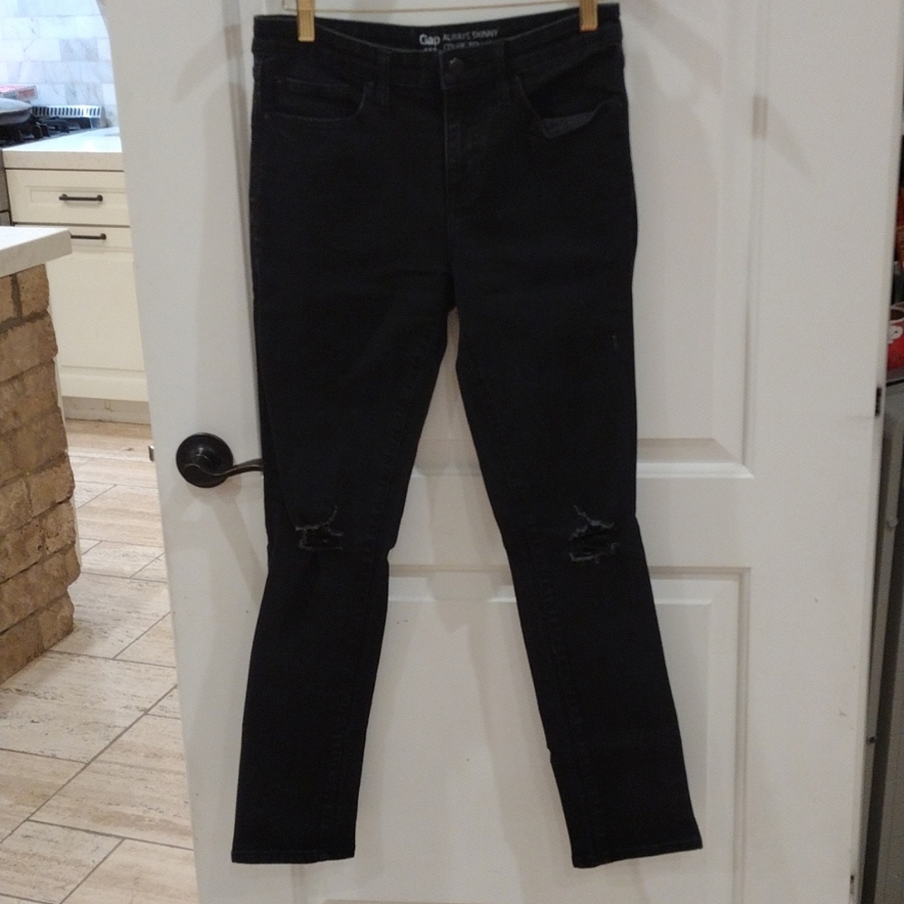 Gap Always Skinny Vintage Jeans Black Distressed Slightly Size 6/28